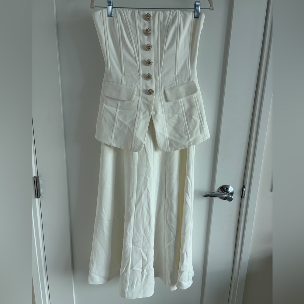 Self-Portrait White Bandeau Crepe Midi Dress - NWT - US 4 / UK 8